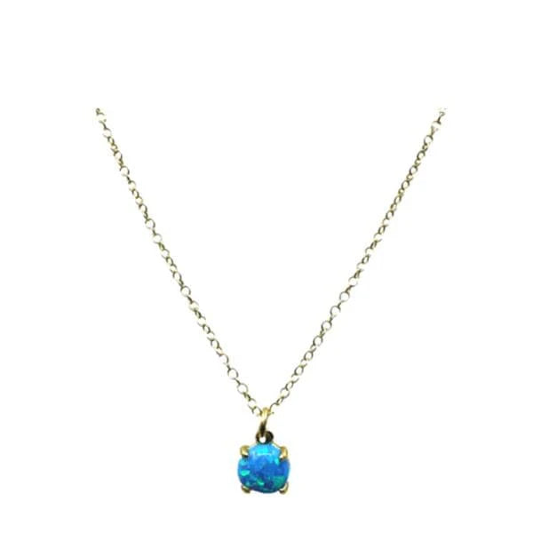 This dainty necklace features a stunning opalite pendant that shimmers with hints of blue and green in the light.