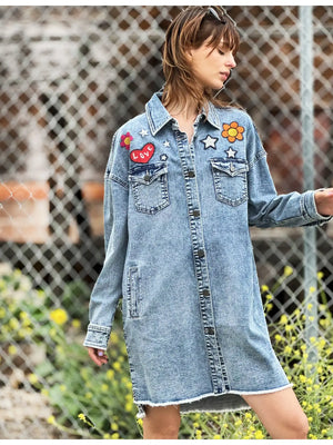 Festival Denim Dress from Billy T, with super-cute embroidery and frayed-hem detail.