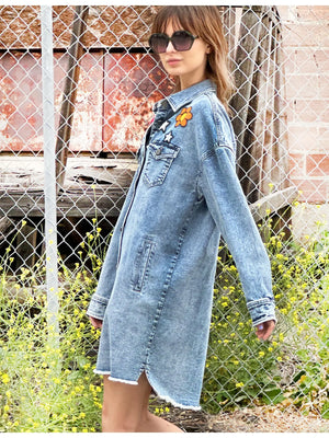 Festival Denim Dress from Billy T, with super-cute embroidery and frayed-hem detail.