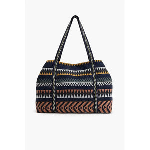 Patterned tote bag on a white background