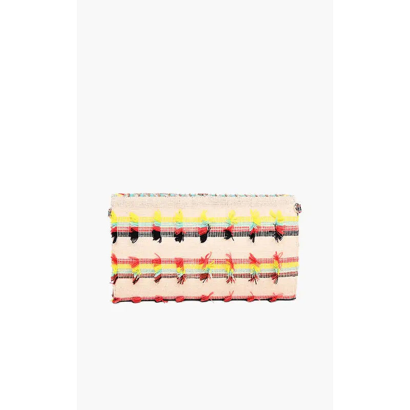 Elevate your style with this playful hand-beaded clutch from America &amp; Beyond! Every intricate bead tells a story of craftsmanship and fun. Switch between elegant handheld or carefree shoulder wear with the detachable chain.