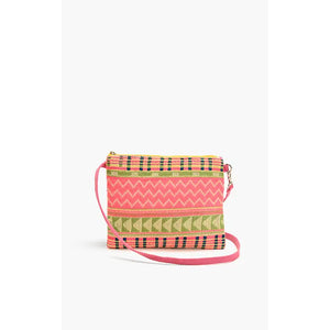 Elevate your accessory game with our Spring Clutch! This playful handheld treasure features a handwoven pattern jacquard with dazzling front beads that catch the light with every movement. 