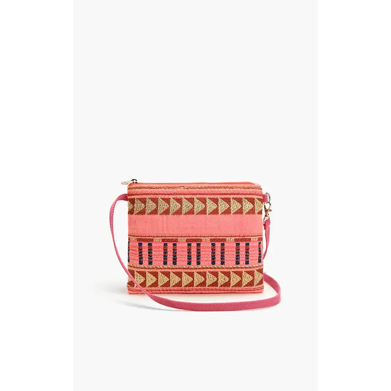 Elevate your accessory game with our Spring Clutch! This playful handheld treasure features a handwoven pattern jacquard with dazzling front beads that catch the light with every movement. 