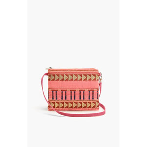 Elevate your accessory game with our Spring Clutch! This playful handheld treasure features a handwoven pattern jacquard with dazzling front beads that catch the light with every movement. 