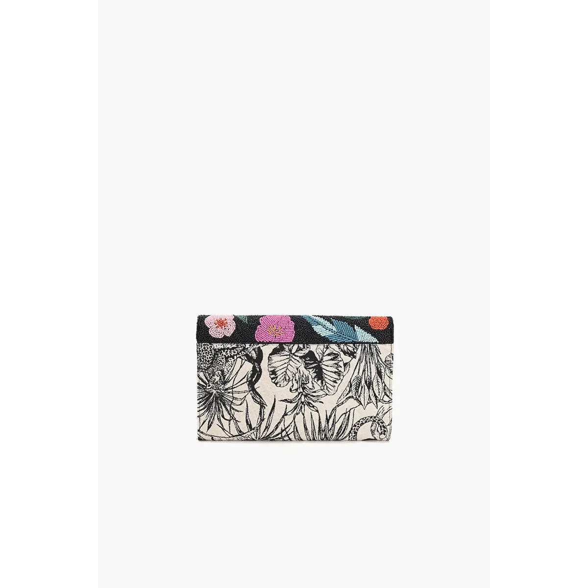 Fierce. Fun. Fabulous. This medium-sized clutch is what happens when jungle vibes meet high-fashion glam. With a bold beaded leopard and tropical flower moment happening right on the flap, it's giving vacay with an edge—and we're so here for it.