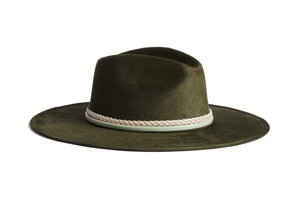 Sage hat is the embodiment of modish versatility. This forest green-colored fedora hat, adorned with a stylish sage green trim and a cream braided trim, adds a touch of sophistication to any ensemble, making it the ideal accessory for those who appreciate timeless fashion with a contemporary twist, suitable for a variety of occasions.