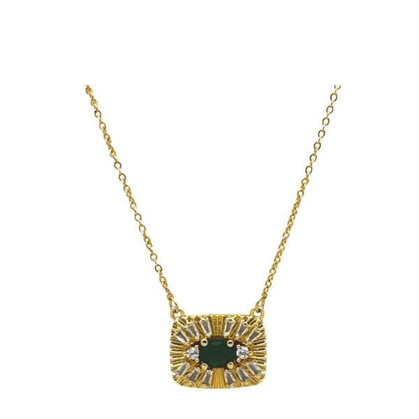 Elevate your style with our Monica necklace from Athena Designs! This dazzling pendant features sparkling cubic zirconia stones set in luxurious gold plating that catches the light with every move