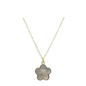 Embrace your free spirit with our Stainless Steel Enamel Flower &amp; CZ Pendant! This groovy accessory features vibrant enamel petals and sparkling cubic zirconia that catch the light as you move.