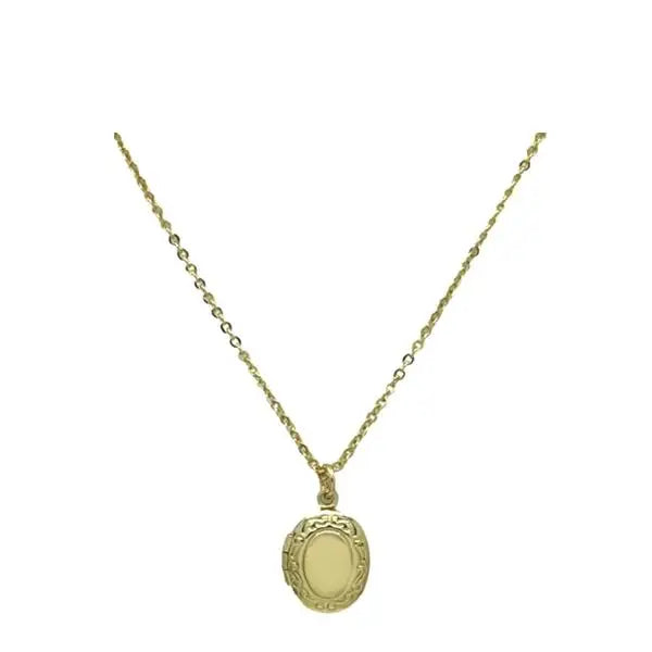 Gold necklace with a pendant on a white background