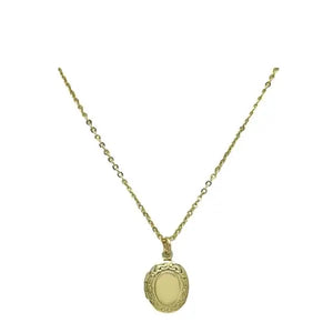 Gold necklace with a pendant on a white background