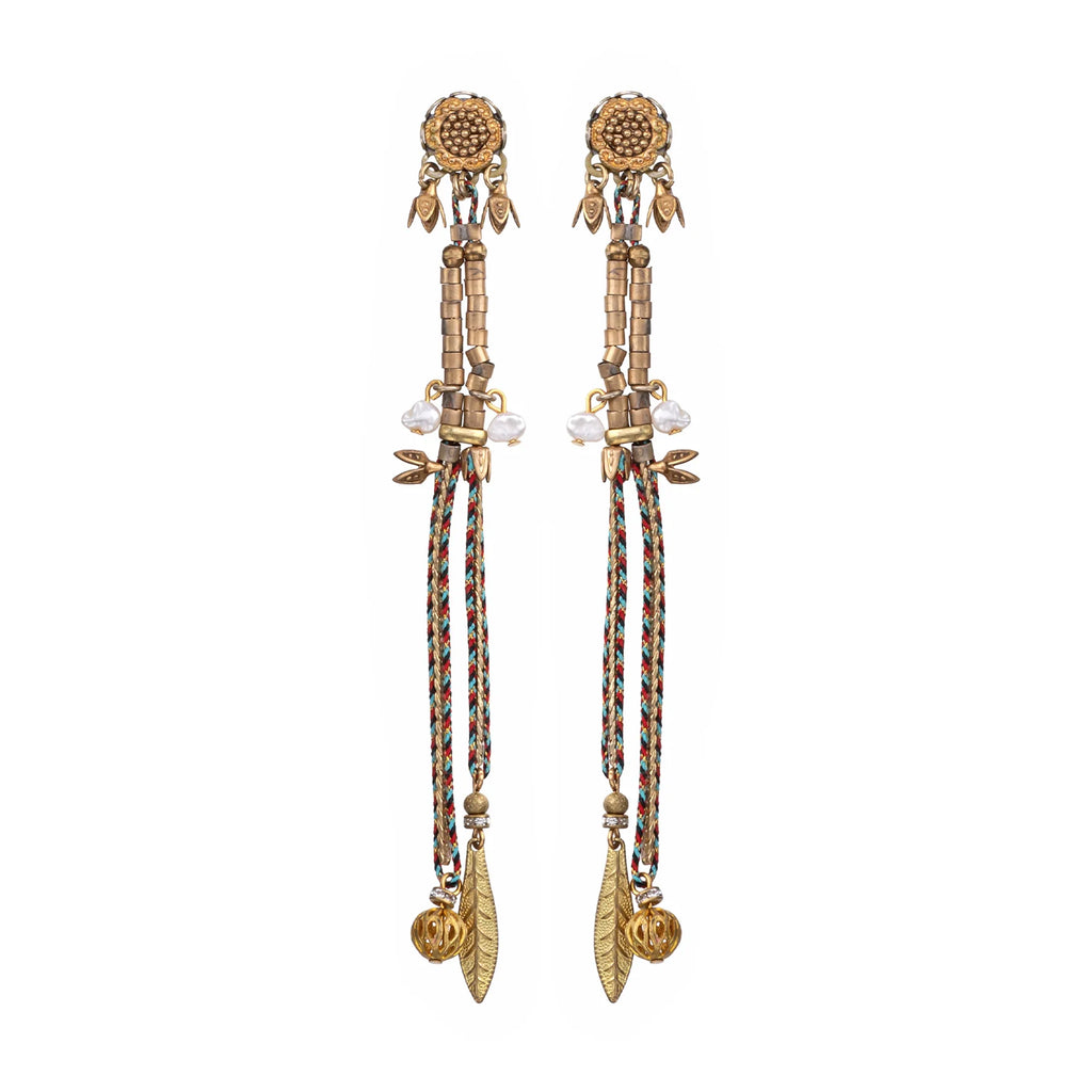 Add a golden touch to your style with Ayala Bar's Zara long earrings. These earrings add an elegant and playful flair to any outfit. (Ergh! Calm down there, Mr./Ms. Serious!)