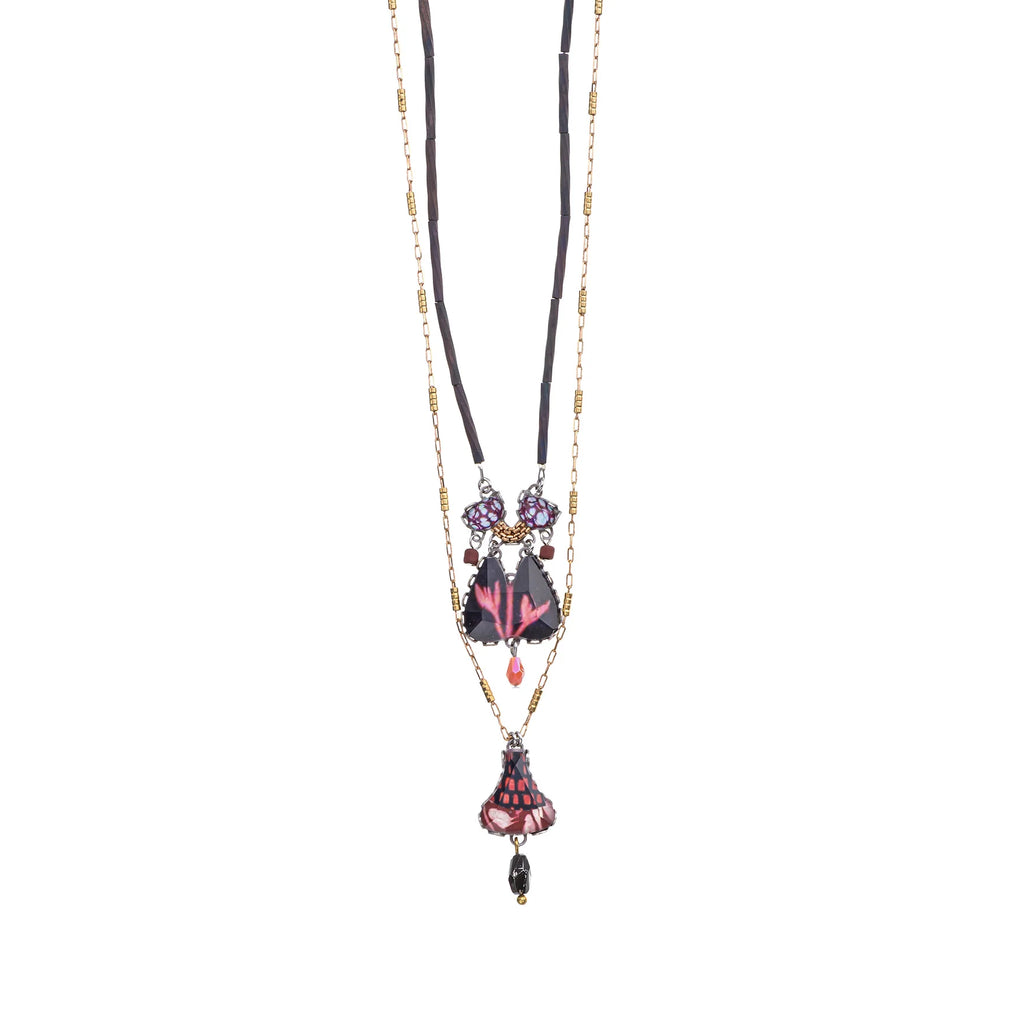 Necklace with butterfly-shaped pendants on a white background