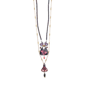 Necklace with butterfly-shaped pendants on a white background