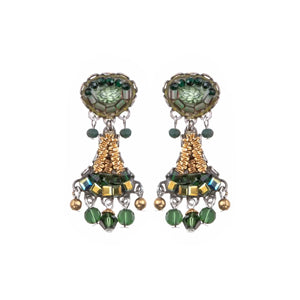 Introducing the eccentric and enigmatic Ayala Bar | Winona earrings. These green painty earrings are the perfect accessory to add a pop of color and personality to any outfit. Channel your inner artist with these unique and playful pieces. (Artistic flair not included!)