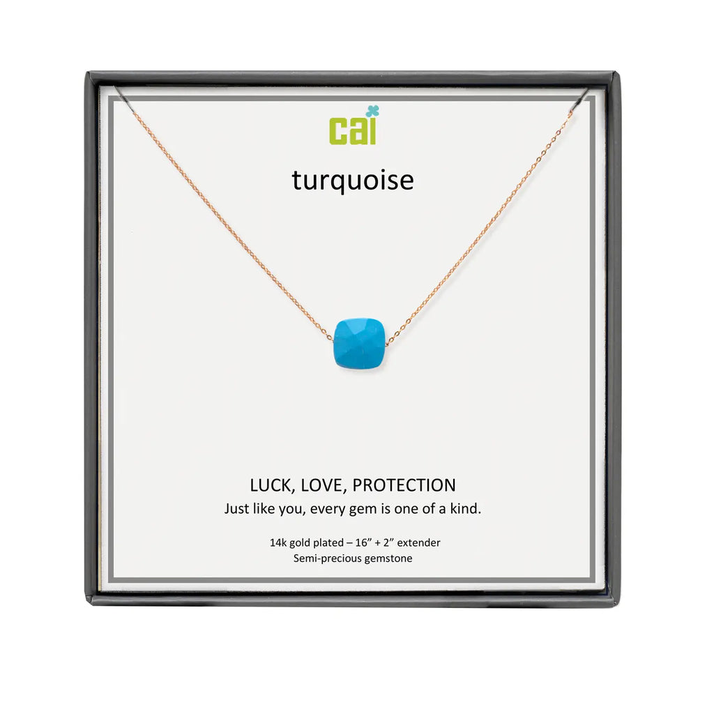 Turquoise Square Gemstone Necklace