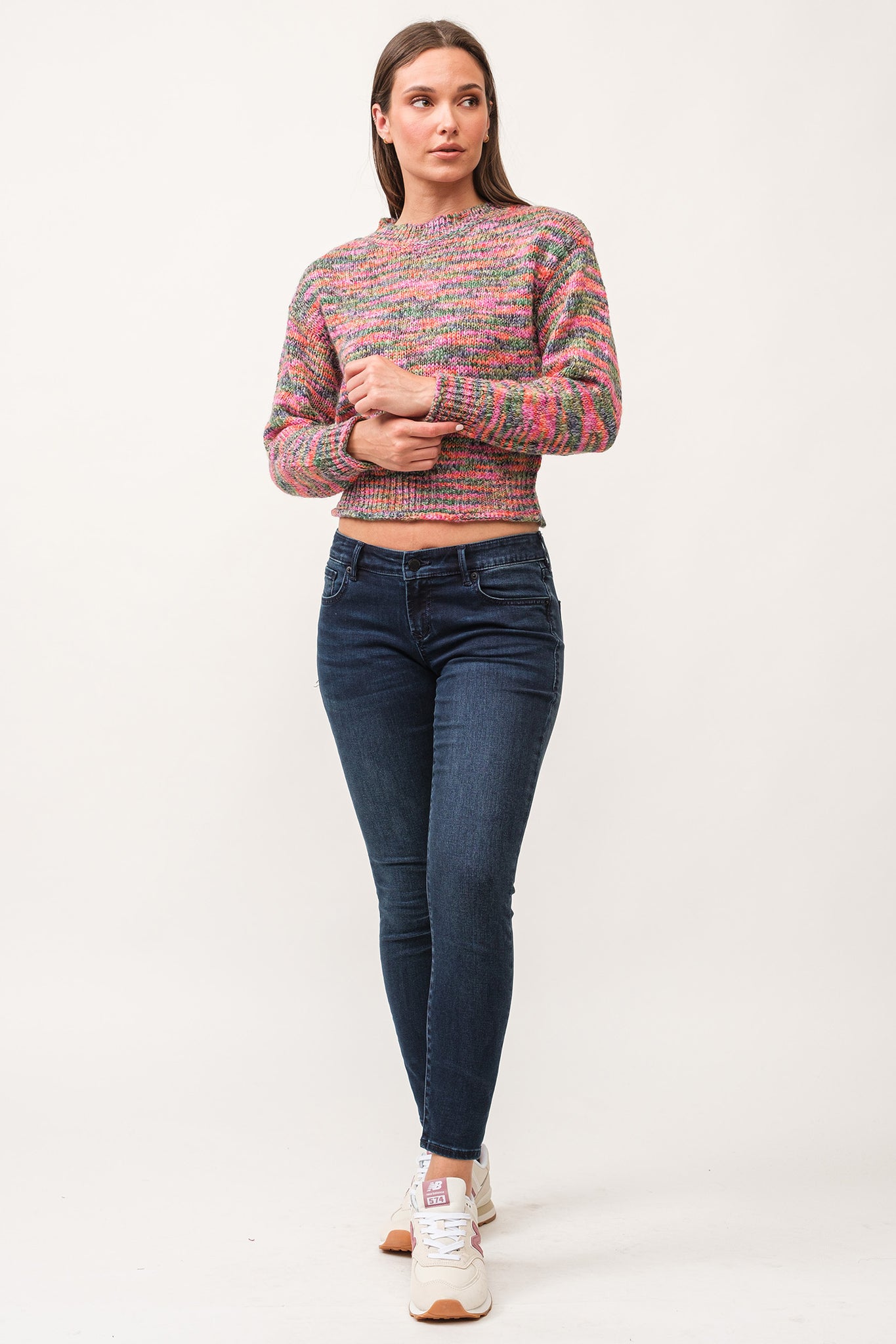 Indulge in the cozy and playful style of Dear John's Britney sweater. Made with space dyed yarn and a ribbed design, this sweater will keep you warm and stylish during chilly days. Embrace the quirky side of fashion with this unique and comfortable sweater.