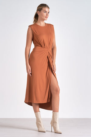 The Lenox dress lets you float through your day in sleeveless midi elegance. A front slit and cinching detail flatter the figure, while buttery-soft fabric ensures all-day comfort.