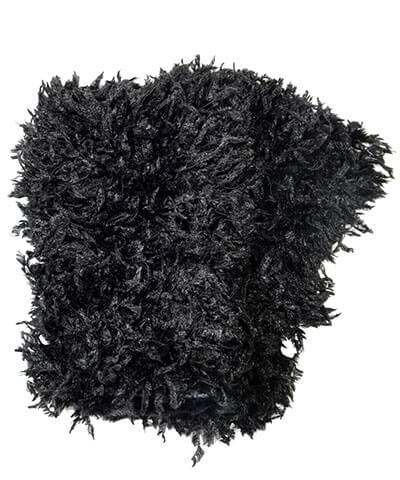 A great, faux fur, cozy hand-warmer.Shown in Black Swan Faux Feather, lined in Cuddly Faux Fur in Black.