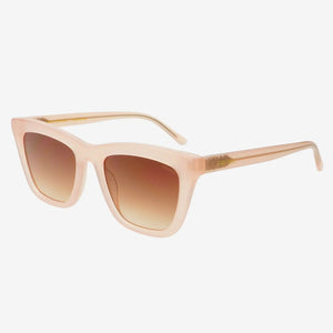 Beige sunglasses with gradient lenses on a white background