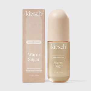 Kit-sch Warm Sugar hair perfume bottle and packaging on a white background