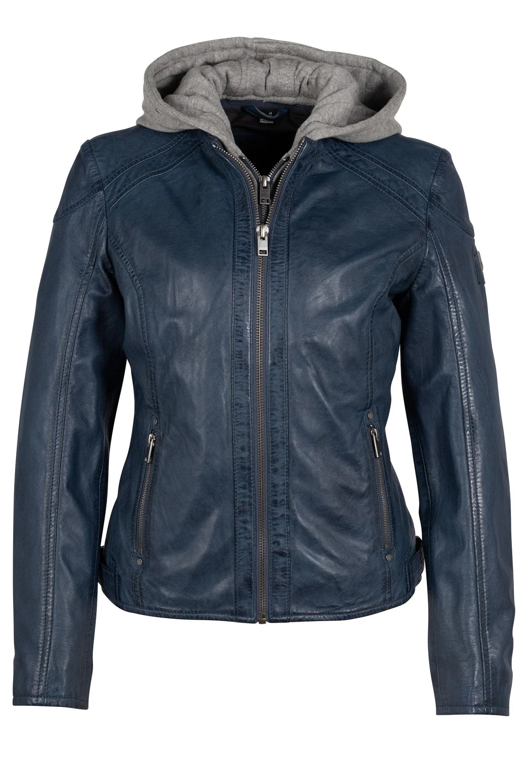 This Allice RF Leather Jacket in Blue is the epitome of sophisticated style. Its perfect combination of our Nola and Finja jackets. It offers a versatile look that can be dressed up or down. The removable fleece hood adds a touch of luxury and practicality. Elevate your wardrobe with this casual yet classy piece.