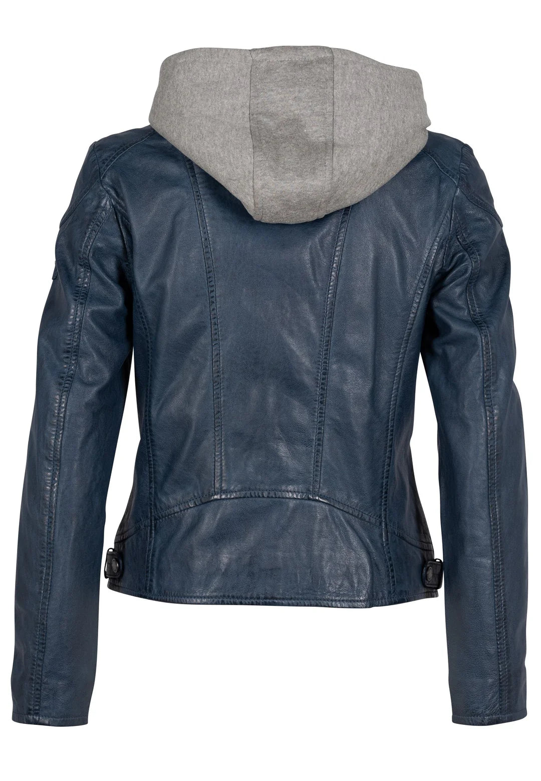 This Allice RF Leather Jacket in Blue is the epitome of sophisticated style. Its perfect combination of our Nola and Finja jackets. It offers a versatile look that can be dressed up or down. The removable fleece hood adds a touch of luxury and practicality. Elevate your wardrobe with this casual yet classy piece.