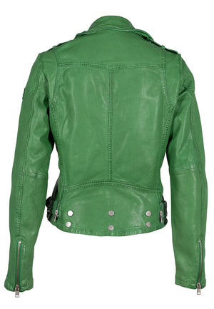 Expertly crafted with a snug fit, the Wild Leather Jacket is designed to accentuate your figure. The belt around the waist adds a touch of elegance while also providing a secure fit. In a stunning Palm Leaf color, this jacket is sure to be a showstopper wherever you go.