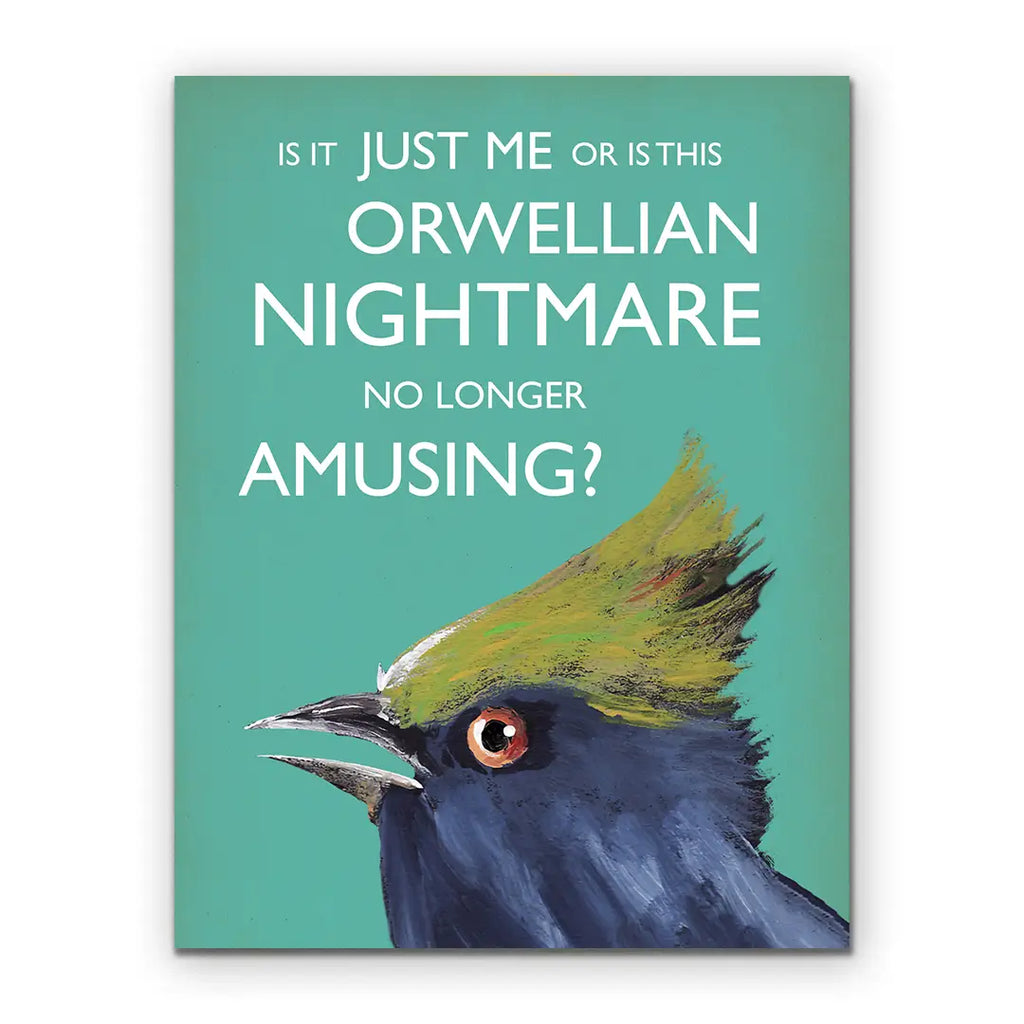 Poster with a bird illustration and text on a teal background