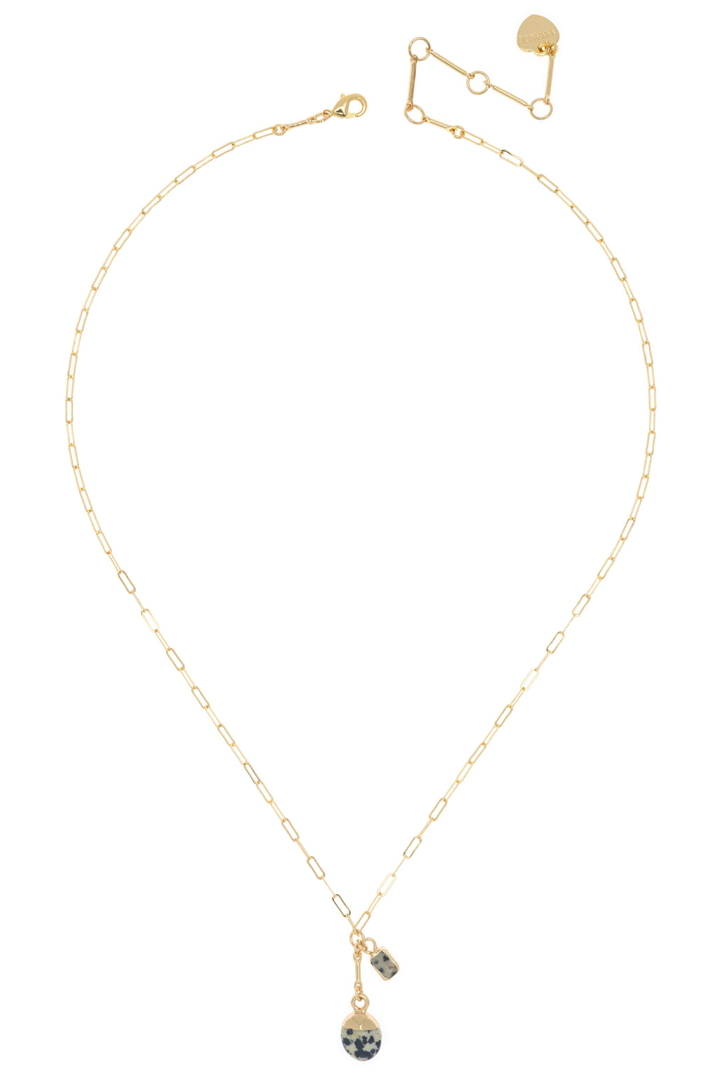 Gold necklace with a pendant on a white background