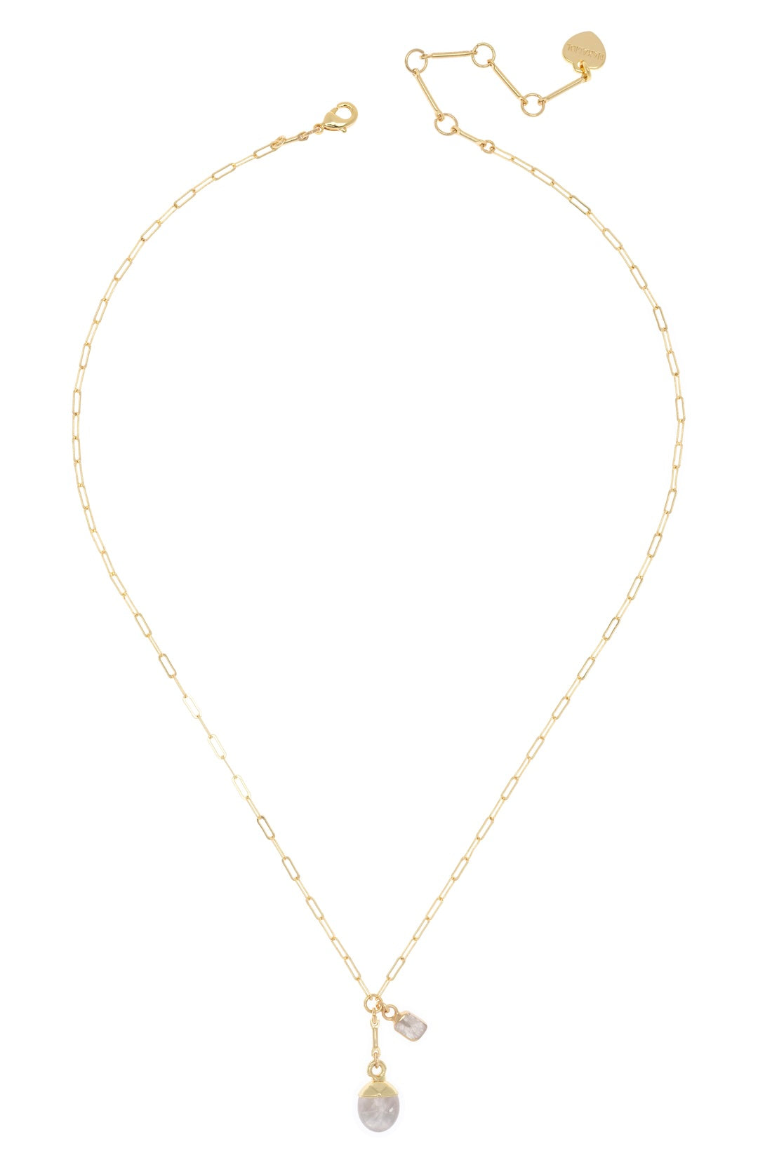 Gold necklace with pendant on a white background