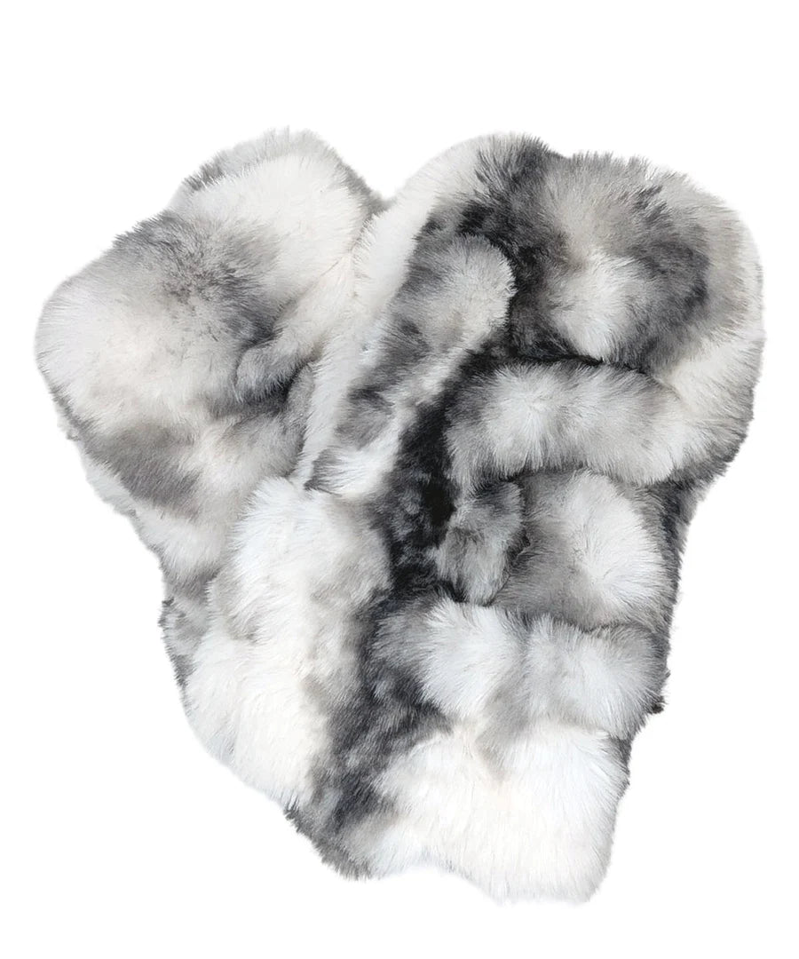 Gray and white fur scarf on a white background
