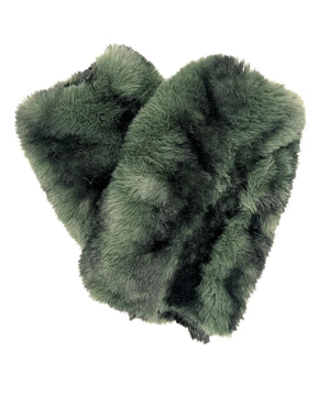 Green faux fur scarf on a white background