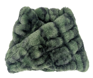 Green textured blanket on a white background