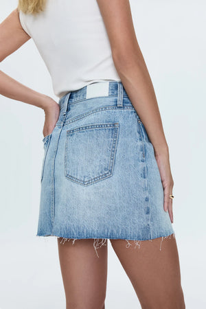 Your search for the perfect skirt ends here. The Kat High Rise Vintage Skirt is a wardrobe game-changer. It's that piece you can throw on and instantly look put-together. The high rise is super flattering, the 5-pocket design is practical and stylish, and the raw hem adds a touch of modern cool. Plus, the easy light vintage wash goes with absolutely everything.
