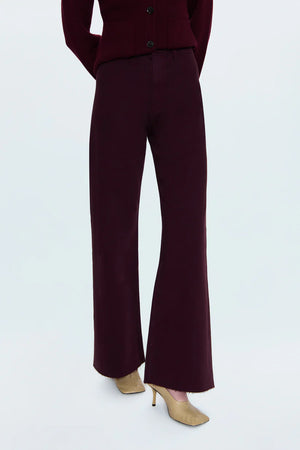 Maroon suit with flared pants on a white background