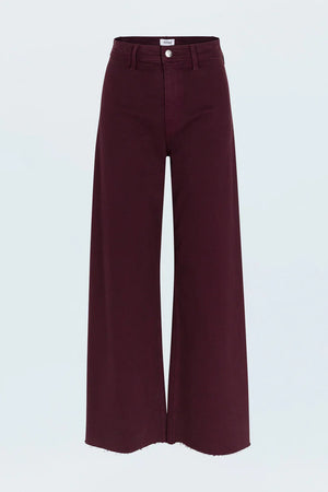 Maroon wide-leg pants on a light gray background