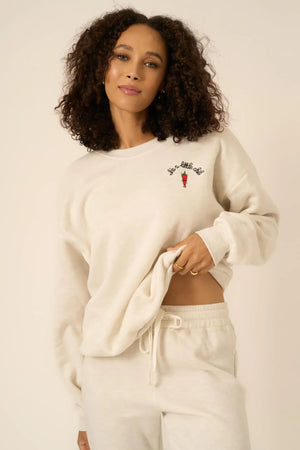 The I'm A Little Chili Sweatshirt features the cutest chili graphic on the chest that adds just the right amount of heat. This sweatshirt features our ultra-soft fleece with a relaxed fit, crew neckline, drop shoulders, and an embroidery screenprint combo on the chest. Pair with your favorite pair of joggers or a high-waisted jean for a comfortable and cute vibe.