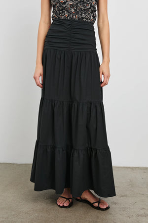 Not your average maxi skirt. Agatha is made from crisp poplin fabric with the perfect amount of stretch and features flattering ruffles at the waistline. Wear it with just about any top for an effortless, ultra-coordinated look.