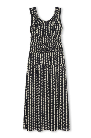 Black and white patterned dress on a white background
