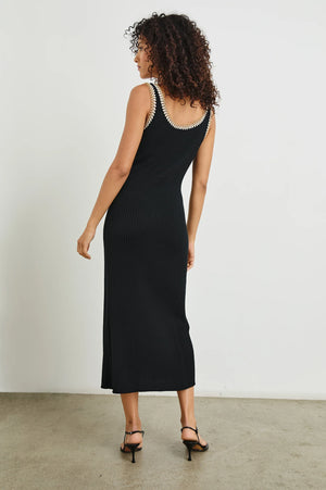 The Colleen is a body-contouring tank midi-dress. Crafted from ultra-soft ribbed cotton, it's finished with a crochet trim and flares slightly at the hem.
