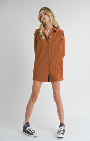 Unleash your creative side in the Sadie &amp; Sage Artful romper. Made with soft and stretchy corduroy, this romper allows for comfort and effortless movement. Get ready to make a statement and turn heads in this unique and playful piece.&nbsp;