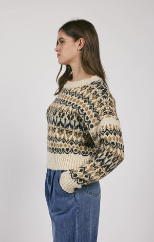 Stay cozy in style with Sage the Label's Rural Nordic Pattern Pullover Sweater. Embrace the rustic vibes with this quirky pullover, featuring a unique Nordic pattern. Perfect for chilly days and laid-back looks. (Sweater Weather Anywhere!)