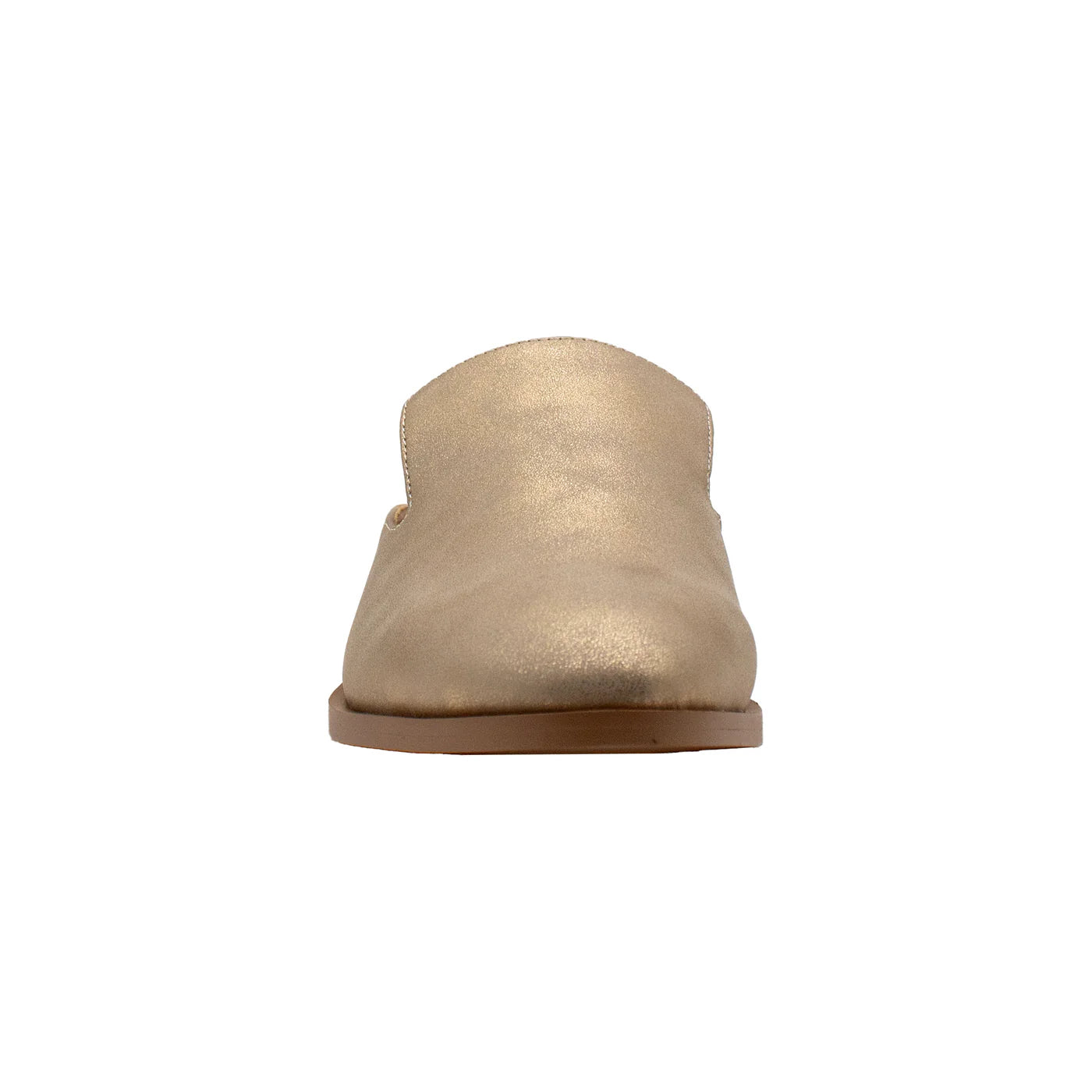 Gold slip-on shoe on a white background