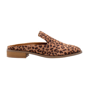 Leopard print slip-on shoe on a white background