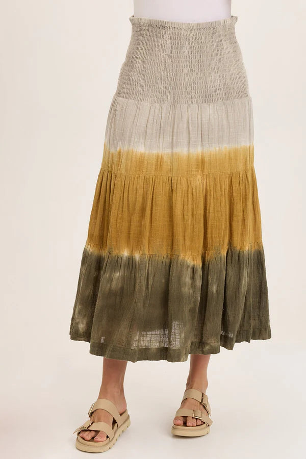 Skirt with gradient design from beige to brown on a white background