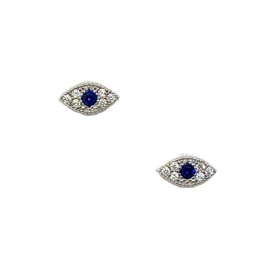 Protect your style with Athena Designs' Evil Eye Studs. These quirky studs add some playful protection to your look. Embrace good vibes and ward off bad energy with this unique accessory.