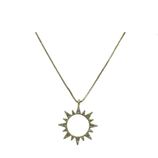 Illuminate your style with Athena Designs' Emily necklace. This pave open circle sun necklace adds a touch of whimsy to any outfit. Shine bright like the sun with this playful piece.