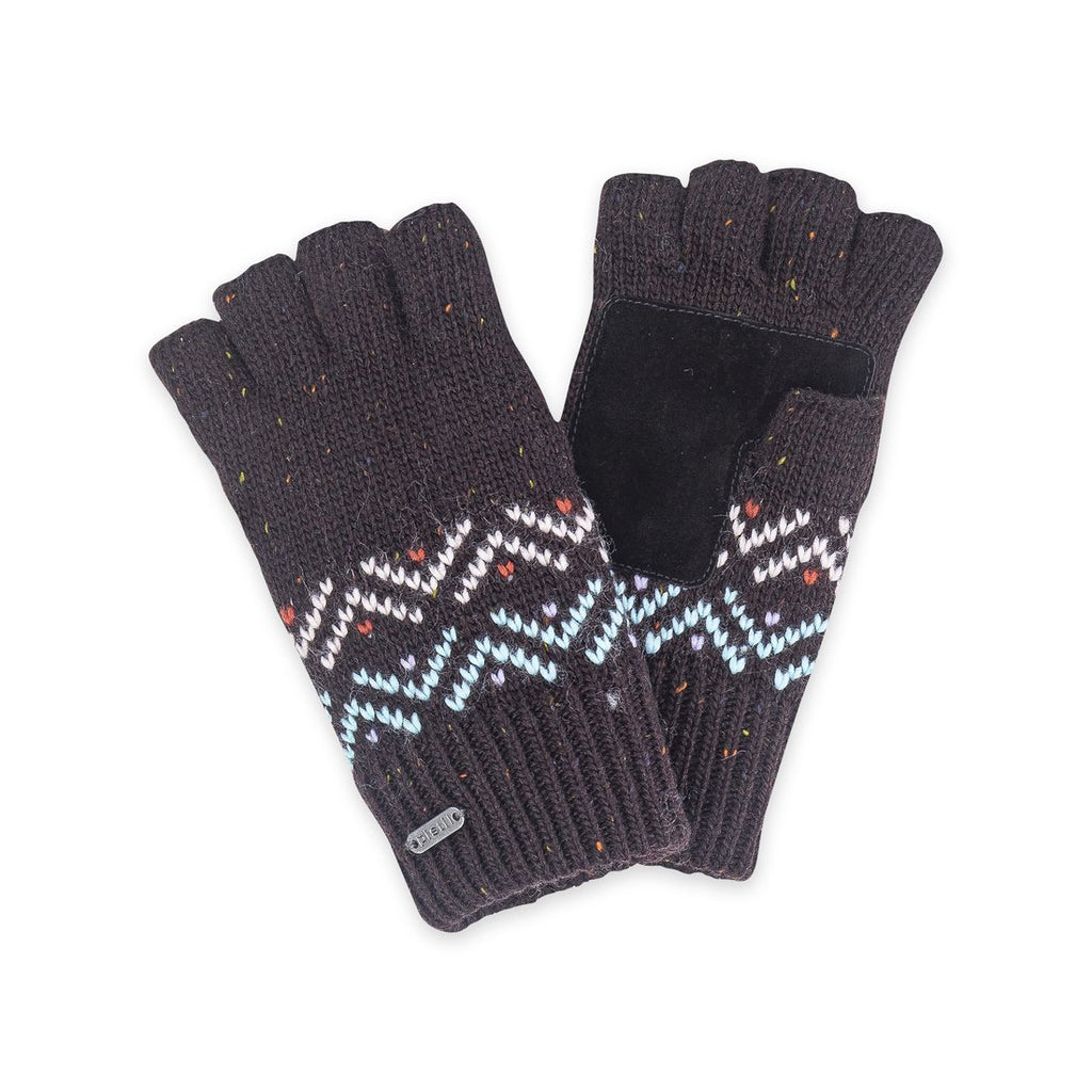 Stay warm but keep your fingers free. The Visby gloves are knit in wool-blend yarn that's decorated with a chevron pattern. A faux suede palm patch makes these women's wristlet gloves more durable.