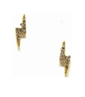 Spark up your style with our Athena Designs Lightning Studs! These micro pave earrings will electrify your look with their sleek and edgy lightning bolt design. Get ready to make a bold statement and let your inner badass shine through. (Only 1 exclamation point used)