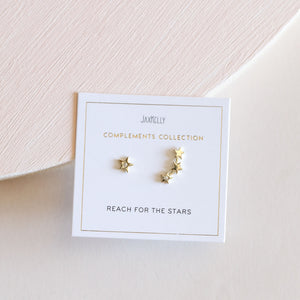 These little complements were designed to remind us to stay on course while we pursue our dreams. Remember always that you were made to shine bright like starlight. Our complements feature 18k gold-plated posts and backings over sterling silver.